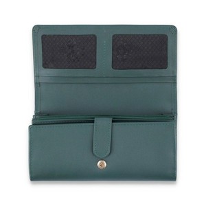 Elegant Emerald Green <b>Leather</b> Trifold Long <b>Wallet</b> Featuring Dual ID Windows Zipper Pocket Multi Slots and Cash Compartments - Product Image 3