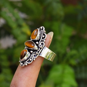 Natural <b>Tiger</b> <b>Eye</b> Stone <b>Ring</b> Handmade 925 Silver Gemstone Jewelry <b>Ring</b> For Her - Product Image 5