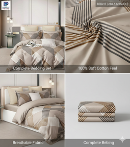 Parure de lit moderne en microfibre tissée, taille King, avec garnissage en polyester, 400 fils/cm², drap plat, drap-housse, 2 taies d'oreiller - Product Image 4