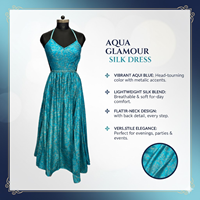 Luxuriöses 100% Habotai Seidenkleid - Exklusives Saree-Print Hochzeitsgast Maxikleid