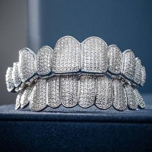 Grillz de Diamantes Personalizados – Juego Completo de Capas Dentales de Oro Blanco, Joyería de Lujo Estilo Hip Hop - Product Image 2