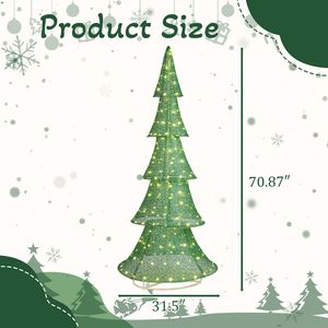 Albero di Natale Pre-Illuminato da 1,8 m con 200 Luci LED Bianco Caldo, Decorazioni da Giardino in PE, Facile da Montare, per Esterni - Product Image 6