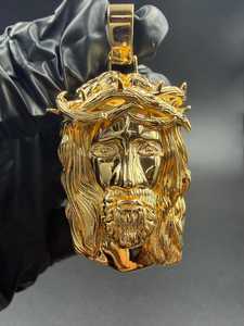 Colgante de Moissanita con Cabeza de Jesús, Joyería Religiosa Hip Hop, Plata 925 Bañada en Oro, Lujoso Colgante Cristiano para Rapper GCI - Product Image 4