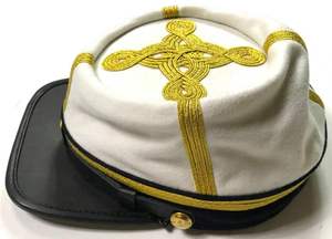 Reproduction de chapeau haut-de-forme français blanc avec broderie dorée, 100% coton, unisexe, toutes tailles, pour l'extérieur, fabriqué au Pakistan - Product Image 4