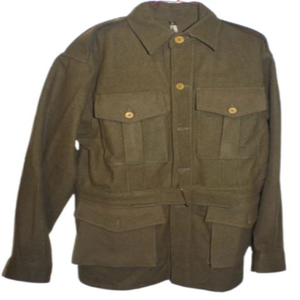 Vintage Work Olive Green <b>Men's</b> Quilted Jacket <b>Long</b> Sleeve Button Front Utility <b>Coat</b> Belted Casual WW1 Australian Tunic Jackets - Product Image 4