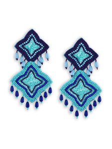 Bijoux fantaisie, boucles d'oreilles brodées avec des paillettes et des perles de rocaille, fabriquées à la main en Inde, pour femmes et filles, par MD HANDICRAFTS - Product Image 2