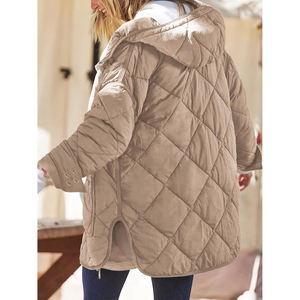 Women's Hooded Puffer Jacket Solid Color Full <b>Sleeve</b> Zipper Closure Long Winter Warm Outerwear Wholesale Puffer Jacket ODM OEM - Product Image 2
