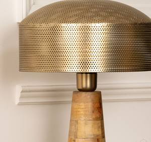 Lámpara de Mesa con Domo Metálico y Base de Madera |   Lámpara de Escritorio Decorativa Moderna |   Iluminación de Lujo para el Hogar - Product Image 3