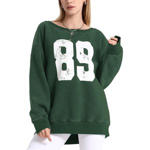 2025 Sudadera con capucha con gráfico de lavado ácido Vintage para mujer, Top corto de lana pesado con hombros descubiertos para Otoño e Invierno - Product Image 2