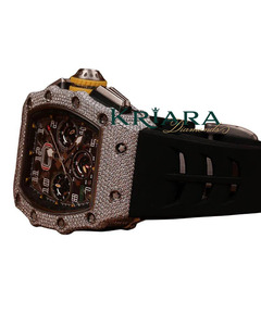 High on Demand Mossinate Luxury Rubber Analog Glass Diamond <b>Watch</b> with Genuine Diamonds for Men and Women - Product Image 6