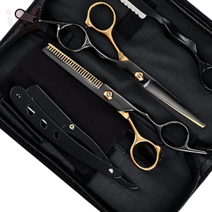 Kit de ciseaux à cheveux et de ciseaux à effiler en acier inoxydable, durables, de haute qualité, pour usage professionnel en salon de coiffure, outils de coiffure - Product Image 3