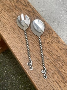 Ensemble de couverts vintage en métal, cuillère et fourchette, design élégant, résistant à la rouille, ustensiles de mariage, finition miroir haute brillance - Product Image 3
