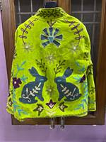 Veste en velours vert brodée, col mandarin, manches longues, motif floral de lapin, manteau de printemps pour femme, style Prairie Chic B2B