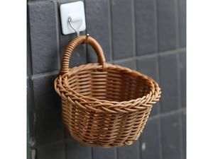 Cesta colgante de mimbre para cocina, ideal para exhibir pequeños artículos de supermercado, organizador de pared y decoración que ahorra espacio, de la India. - Product Image 2