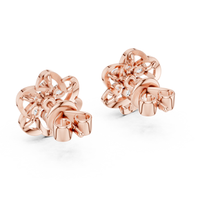 Purecarat Boucles d'oreilles fleur en diamant en or 14 carats Bijoux fins pour femmes - Product Image 5