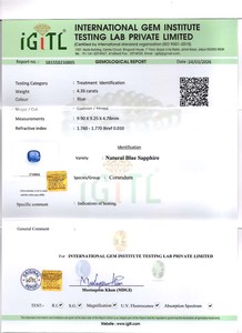 พลอยไพลินสีน้ำเงินธรรมชาติ: 4.15 กะรัต ทรงคุชชั่น 10x9.20x5 มม. - Product Image 5