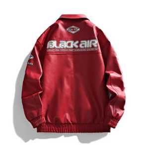 Men's Genuine Leather <b>Jacket</b> <b>Red</b> Stand Collar Zipper Closure <b>Waterproof</b> Slim Casual Streetwear Windproof Autumn Regular Length - Product Image 1