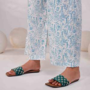 Ferozy กางเกง cambric สำหรับผู้หญิง, กางเกงและกางเกงขายาวพิมพ์ลายสกรีน PS4587 - Product Image 1