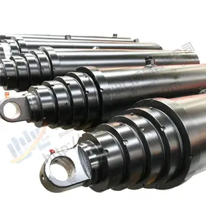 Truck body front section long stroke multi stage telescopic hydraulic oil cylinders