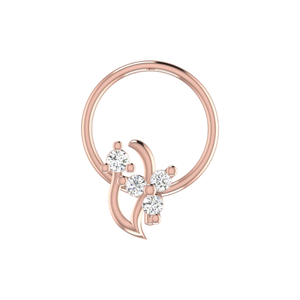 เข็มเจาะจมูกเพชรธรรมชาติดีไซน์หมุนรอบลายดอกไม้สีทอง14K 0.05CT - Product Image 2