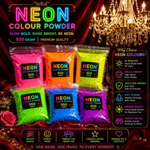 Paquete de Polvo Fluorescente de Neón – Color Reactivo a los Rayos UV para Fiestas Holi, Fiestas de Espuma, Noches de DJ y Carnaval - Product Image 5