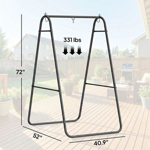Heavy Duty Solid Steel a Frame Black <b>Hammock</b> Chair Stand Only for Outdoor & Park Supports Hanging <b>Hammock</b> & Egg Chair up 330 LBS - Product Image 3