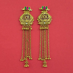 Pendientes de araña étnicos chapados en oro con piedras de circonita y diseño floral para mujer, joyería de boda - Product Image 5