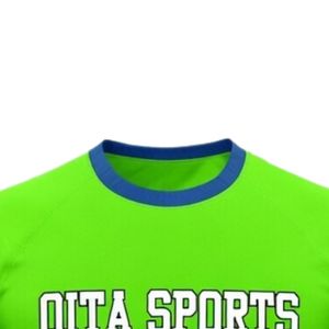 Camiseta de Netball Unisex Verde Neón y Morado, Sublimada, de Poliéster, Manga Corta, Cuello Redondo, Ropa Deportiva, Panel Lateral para Entrenamiento - Product Image 3