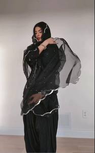 Black Sequin Embroidered Reversible Wrinkle-Free Sharara <b>Suit</b> Set with Dupatta Designer Party Wear Ethnic <b>Dress</b> <b>for</b> <b>Women</b> - Product Image 2