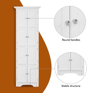 Modern <b>White</b> Tall <b>Storage</b> <b>Cabinet</b> with 4 Shelves and Doors for Living Room Kitchen Office Bedroom Bathroom - Product Image 6