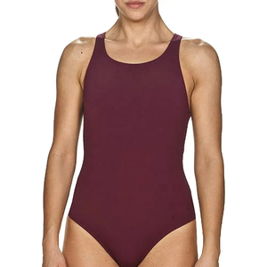 Factory Direct Sale Plus Size Solid Color Custom Made Women's Swimming Suit Front Logo 1 Breathable Spandex/Polyester Low Price - Product Image 2