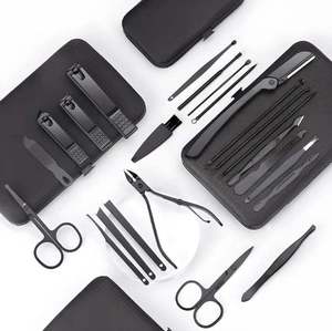 Ensemble cadeau de manucure et pédicure de 24 pièces, kit de soin des ongles en acier allemand noir, ensemble complet de soins des ongles et de beauté, pour salon et usage domestique - Product Image 2