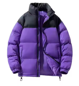 Blouson matelassé à col montant pour homme et femme, imprimé à carreaux et lettres, avec capuche, rembourrage épais en coton, respirant, coupe-vent, personnalisable pour l'automne - Product Image 4