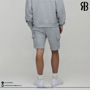 Pantalones Cortos Cargo de Algodón Gris para Hombre Rubabull, Cintura Elástica de Altura Media, Casuales con Bolsillos, Transpirables, Unisex - Product Image 2