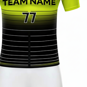 Camiseta de Fútbol para Hombre, Amarilla y Negra con Rayas Degradadas, Manga Corta, Cuello en V, Poliéster que Absorbe la Humedad, Ajustada, para Todas las Temporadas, Ropa Deportiva de Equipo - Product Image 4
