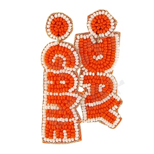 Pendientes de cuentas Game Day para mujer, color patriótico naranja blanco azul para boda o día conmemorativo - Product Image 1
