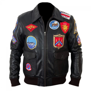 Custom Men's Leather Bomber <b>Jacket</b> Patch Embroidery Vintage <b>Pilot</b> <b>Jacket</b> Streetwear Premium Aviator <b>Jacket</b> - Product Image 1