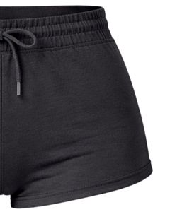 Custom Black Women Shorts Elastic Waist <b>Drawstring</b> Casual Gym Shorts Soft Stretch Summer Lounge Shorts Comfortable Daily Wear - Product Image 3