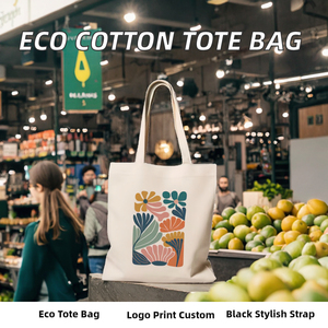 Custom Logo Canvas Folding Tote <b>Bag</b> with Cartoon Pattern <b>Long</b> Handle Medium Size Shoulder Closure Daily Shopping <b>Bag</b> - Product Image 4