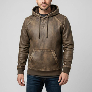 Veste en cuir véritable vintage pour homme, aspect vieilli, style rétro, mode motard, écologique, respirante, fournisseur OEM - Product Image 3