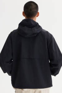 Men's Navy Hooded Blouson <b>Jacket</b> Zipper Closure Casual Style Windproof Polyester Autumn Wear - Product Image 2