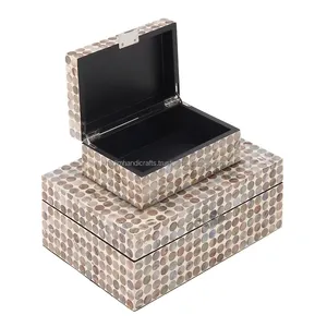 Joyero de la mejor calidad con incrustaciones de fregona, caja de MDF rectangular de color natural para almacenamiento y regalos elegantes - Product Image 1