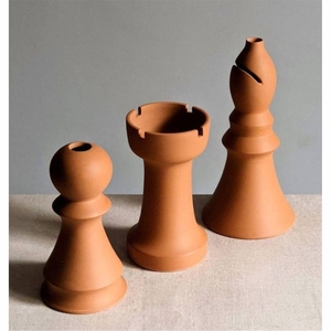 Modern Terracotta Clay <b>Chess</b> Piece Vase <b>Set</b> Aesthetic Nordic <b>Wood</b> Flower Pots Table Centerpiece Luxury Home Decor <b>Chess</b> Piece - Product Image 1