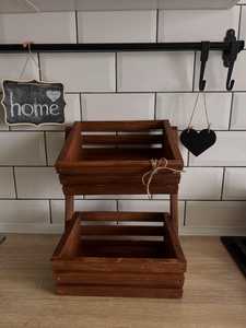 Modern Eco-Friendly Wooden <b>Storage</b> <b>Basket</b> <b>with</b> Strong Handles Organizer for <b>Shelves</b> Cabinets and Countertops - Product Image 2