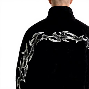 <b>Men</b> <b>Sherpa</b> Fleece <b>Jacket</b> Zip Up Stand Collar Printed Bomber Coat Winter Streetwear Outerwear - Product Image 2