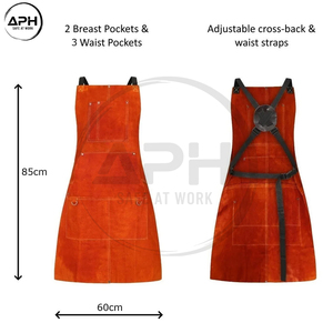 Tablier de travail professionnel de bonne qualité avec plusieurs poches, harnais d'épaule réglable, tablier de soudage en cuir anti-chaleur - Product Image 3