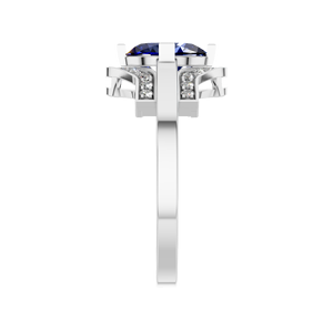 Modern 925 Sterling Silver Oval Shaped <b>Ring</b> <b>Sapphire</b> Gemstone Natural Diamond Halo for Wedding Everyday Elegance IGI Certified - Product Image 2