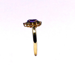 Bague Classique pour Femme en Argent Sterling 925 Plaqué Or avec Améthyste et Multi-Tourmaline, Idéale pour les Mariages - Product Image 3