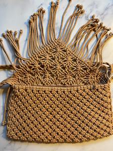 Sac à bandoulière pliable et durable en macramé tissé à la main, en soie et perles, pochette nouée, style festival, fait main - Product Image 5