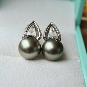 Boucles d'oreilles pendantes en or K 10-9 mm, luxe léger, nouveau produit avec perle d'or naturelle incrustée de fleurs, boucles d'oreilles pendantes exquises en argent 925 - Product Image 3